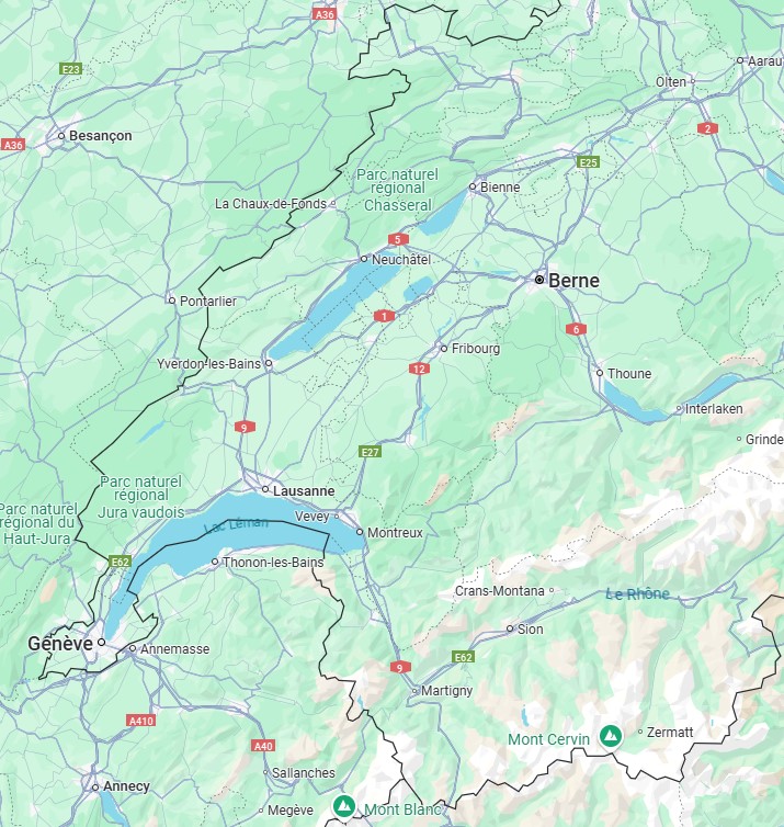 Carte de la Suisse Romande